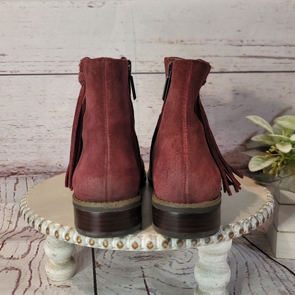 Karl Lagerfeld Paris Sixte Women's Burgundy Suede Ankle Boots Size 6.5M - Picture 12 of 15